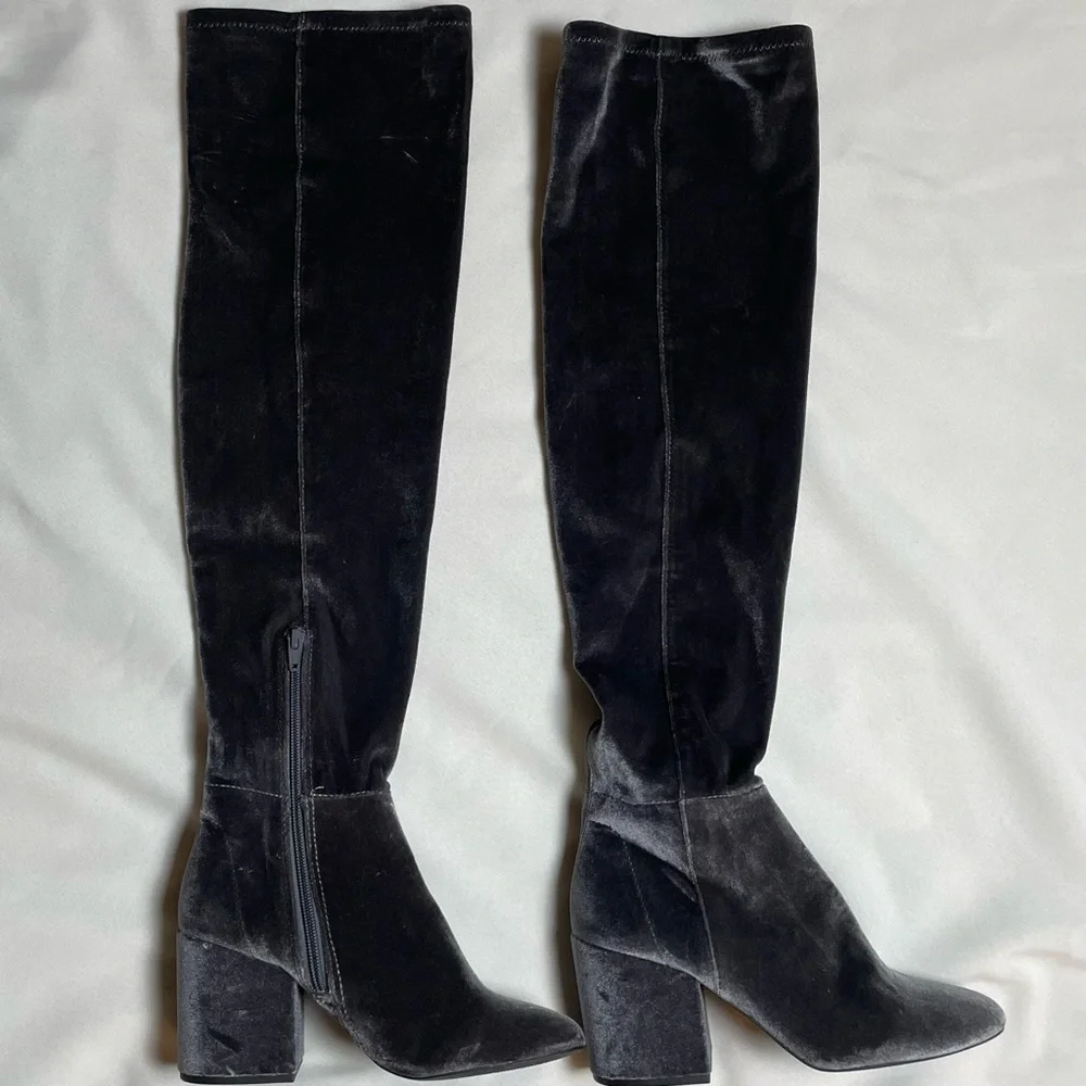 Aldo Black Velvet Knee-High Boots Size 7
